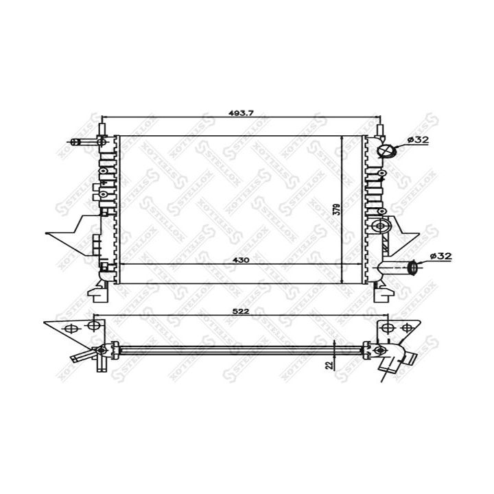 Radiatorius, variklio aušinimas STELLOX 10-26190-SX