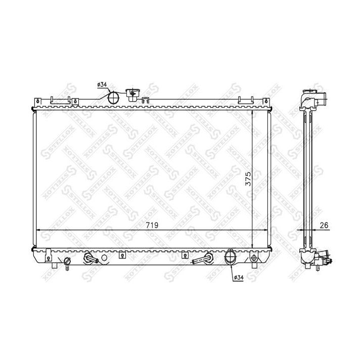 Radiatorius, variklio aušinimas STELLOX 10-26312-SX