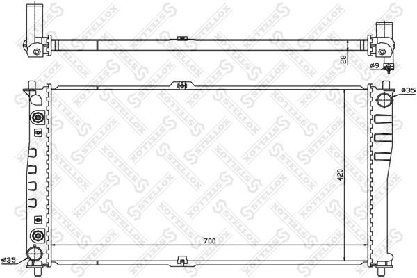 Radiatorius, variklio aušinimas STELLOX 10-26475-SX