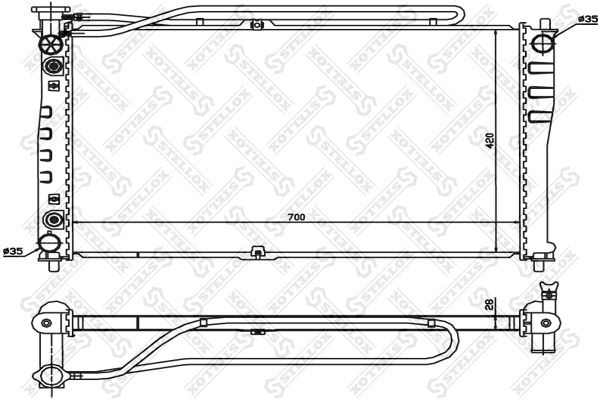 Radiatorius, variklio aušinimas STELLOX 10-26489-SX