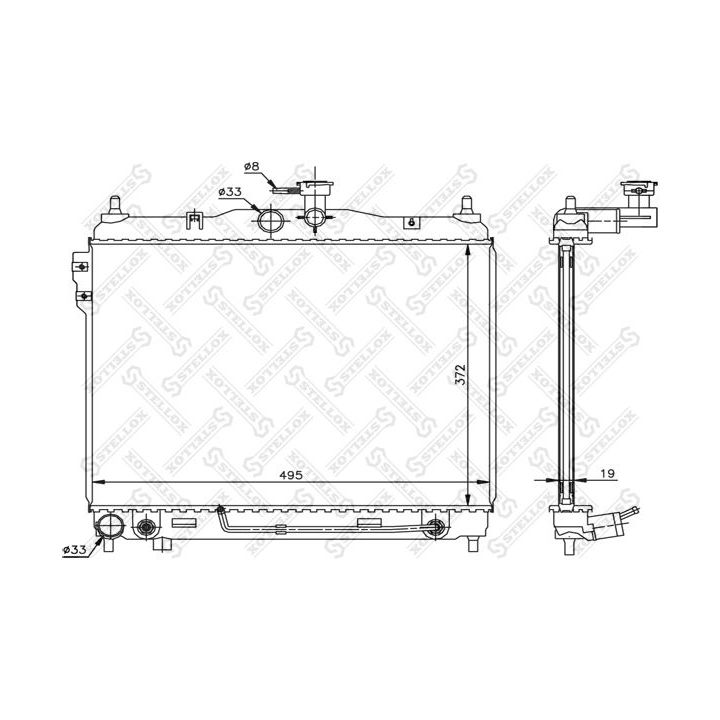 Radiatorius, variklio aušinimas STELLOX 10-26604-SX