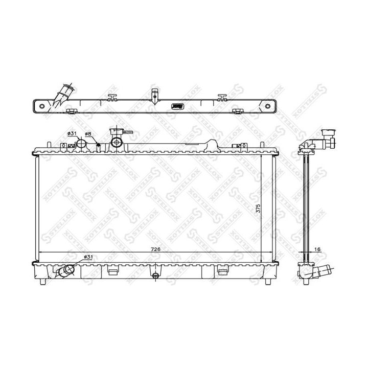 Radiatorius, variklio aušinimas STELLOX 10-26702-SX