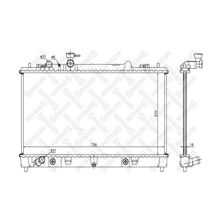 Radiatorius, variklio aušinimas STELLOX 10-26703-SX