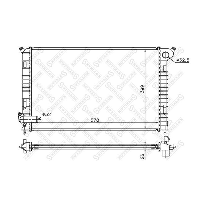 Radiatorius, variklio aušinimas STELLOX 10-26785-SX