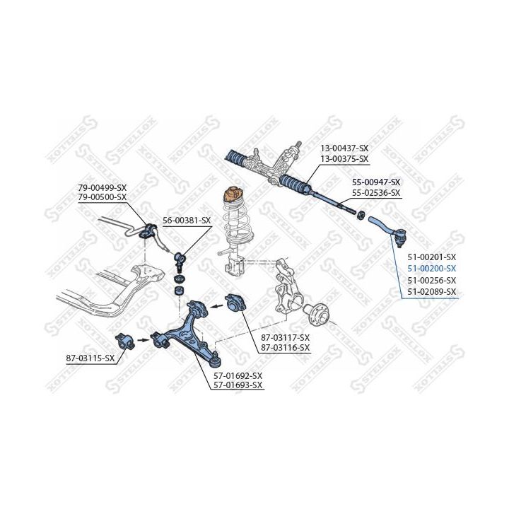 Skersinės vairo trauklės galas STELLOX 51-00200-SX