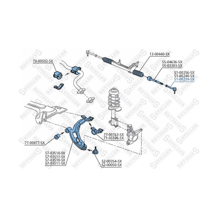 Skersinės vairo trauklės galas STELLOX 51-00239-SX