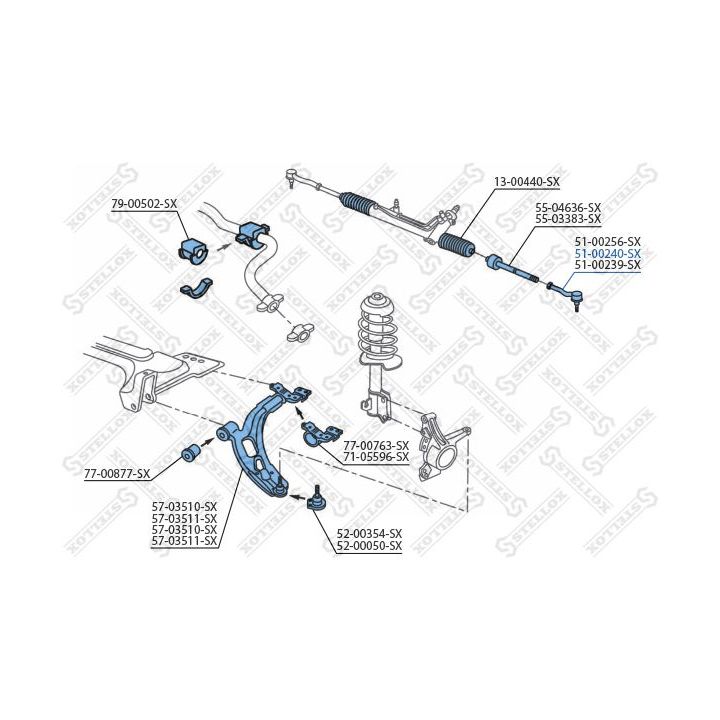 Skersinės vairo trauklės galas STELLOX 51-00240-SX