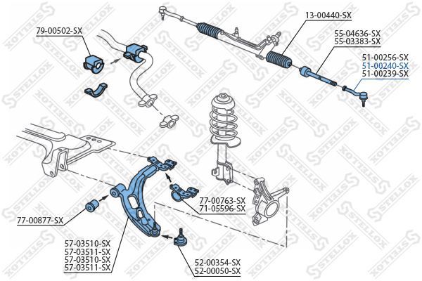 Skersinės vairo trauklės galas STELLOX 51-00240-SX