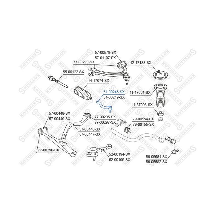 Skersinės vairo trauklės galas STELLOX 51-00246-SX