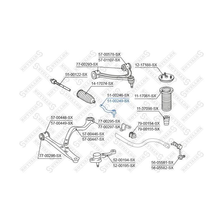 Skersinės vairo trauklės galas STELLOX 51-00249-SX