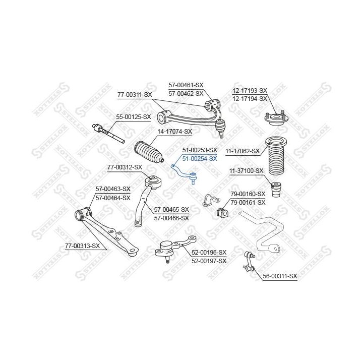 Skersinės vairo trauklės galas STELLOX 51-00254-SX