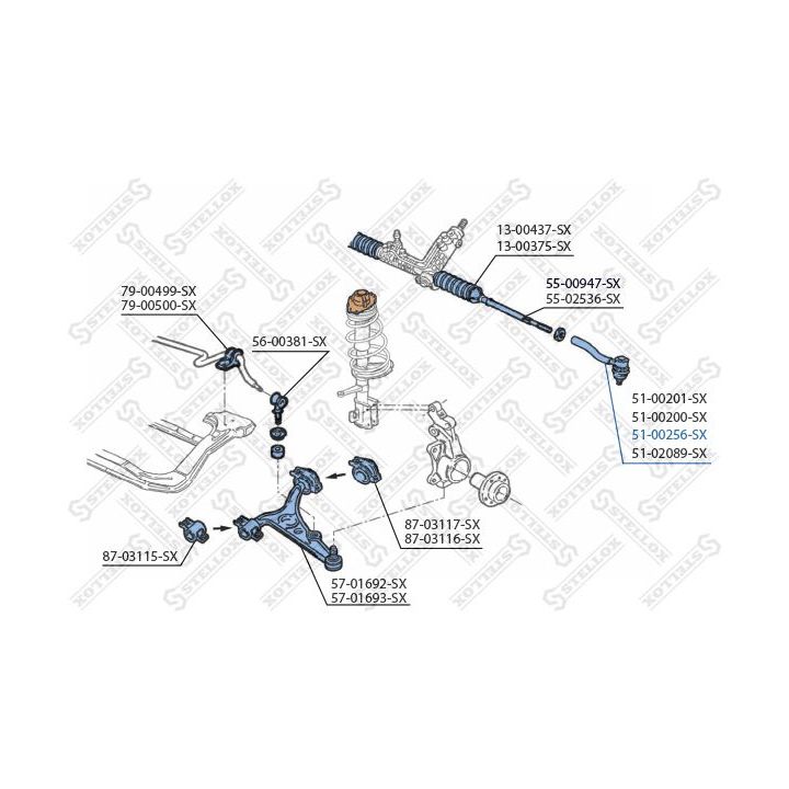 Skersinės vairo trauklės galas STELLOX 51-00256-SX