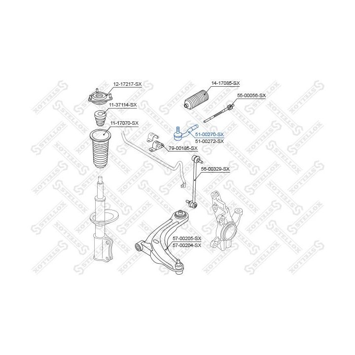 Skersinės vairo trauklės galas STELLOX 51-00270-SX