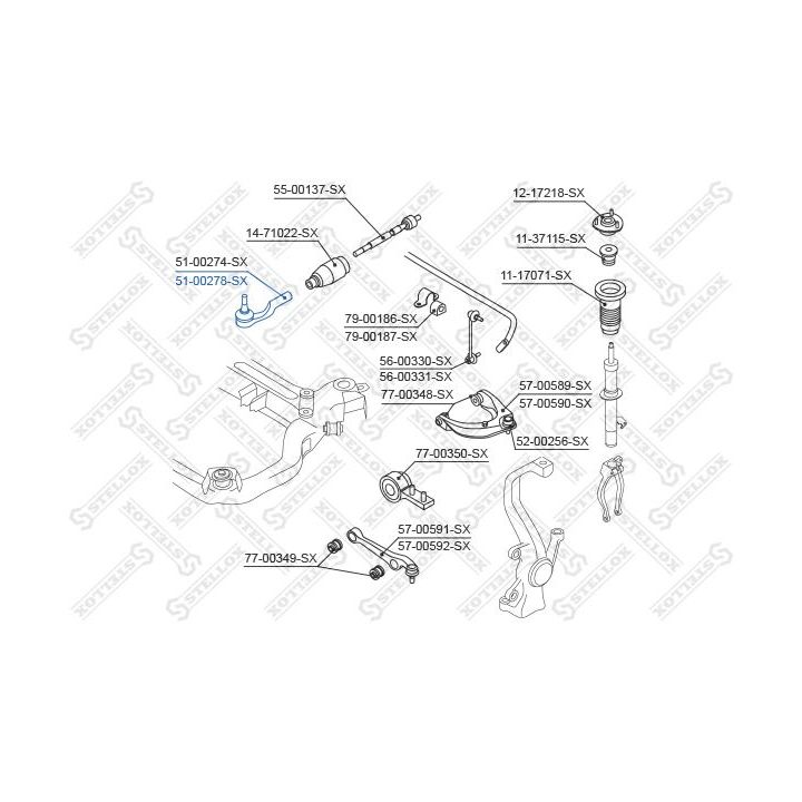 Skersinės vairo trauklės galas STELLOX 51-00278-SX