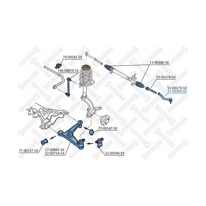 Skersinės vairo trauklės galas STELLOX 51-00280-SX