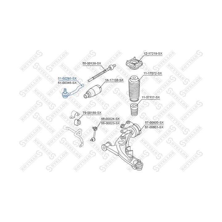 Skersinės vairo trauklės galas STELLOX 51-00285-SX