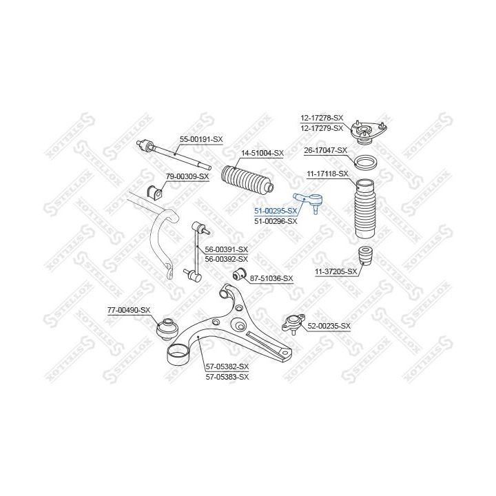 Skersinės vairo trauklės galas STELLOX 51-00295-SX