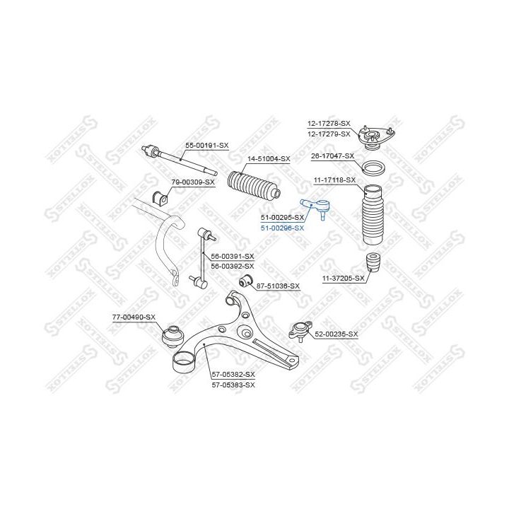 Skersinės vairo trauklės galas STELLOX 51-00296-SX