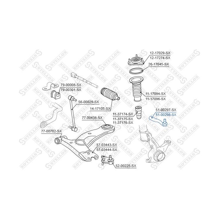Skersinės vairo trauklės galas STELLOX 51-00298-SX