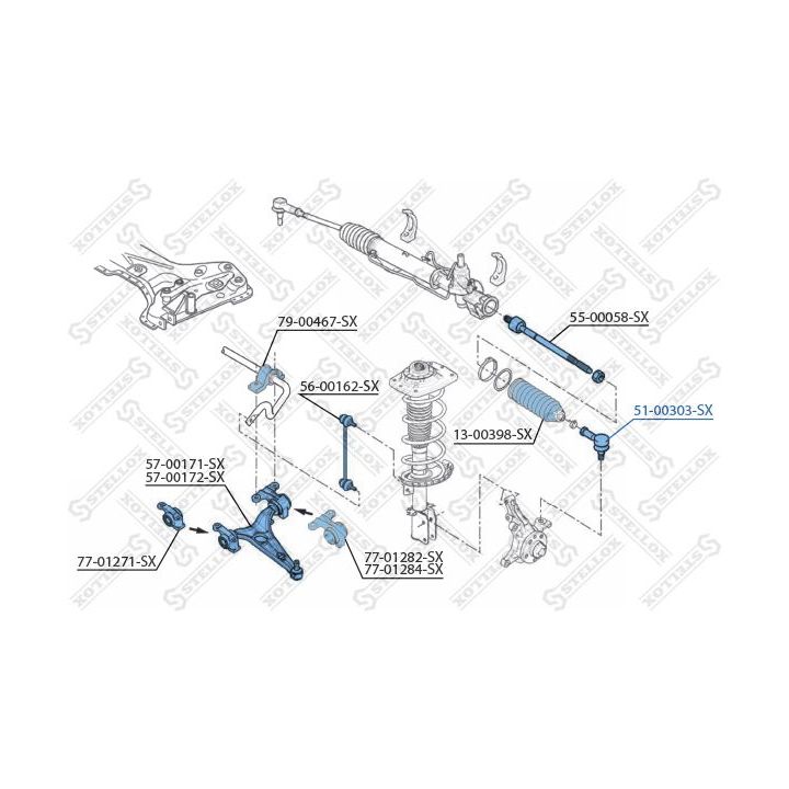 Skersinės vairo trauklės galas STELLOX 51-00303-SX