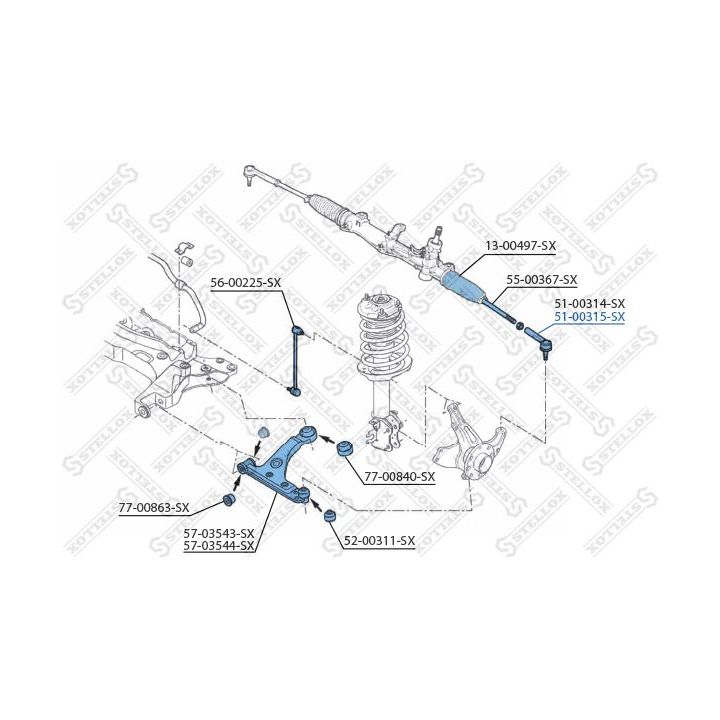 Skersinės vairo trauklės galas STELLOX 51-00315-SX