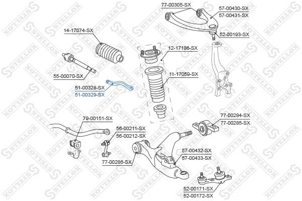 Skersinės vairo trauklės galas STELLOX 51-00329-SX