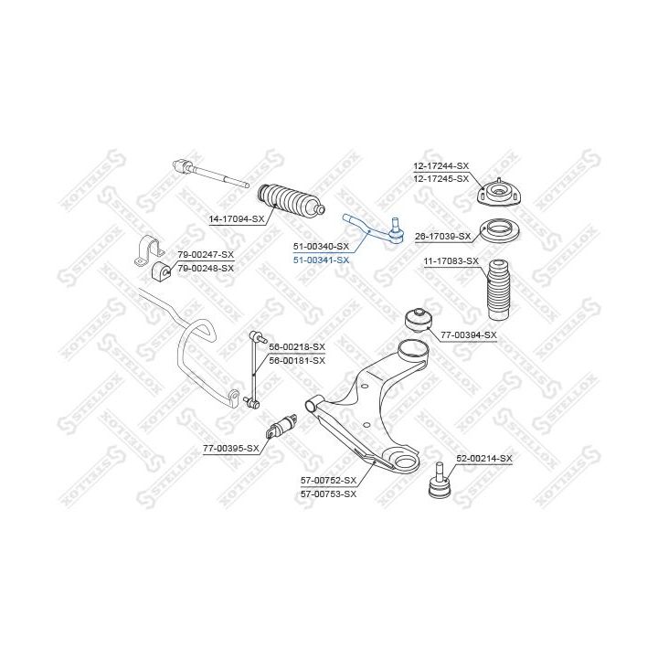 Skersinės vairo trauklės galas STELLOX 51-00341-SX