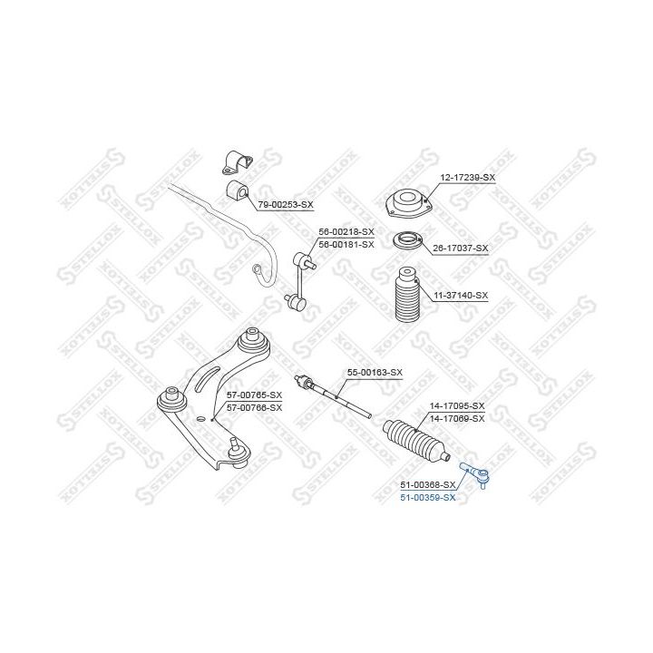 Skersinės vairo trauklės galas STELLOX 51-00359-SX