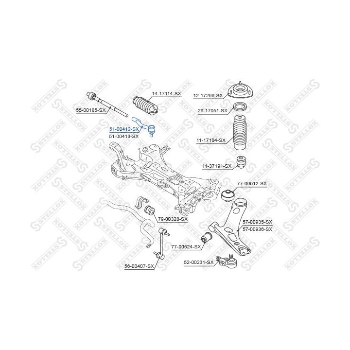 Skersinės vairo trauklės galas STELLOX 51-00412-SX