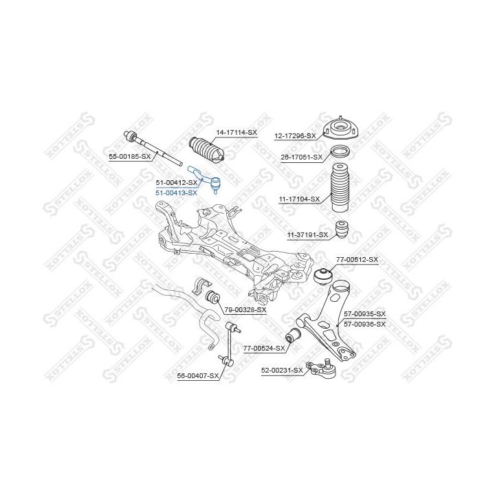 Skersinės vairo trauklės galas STELLOX 51-00413-SX