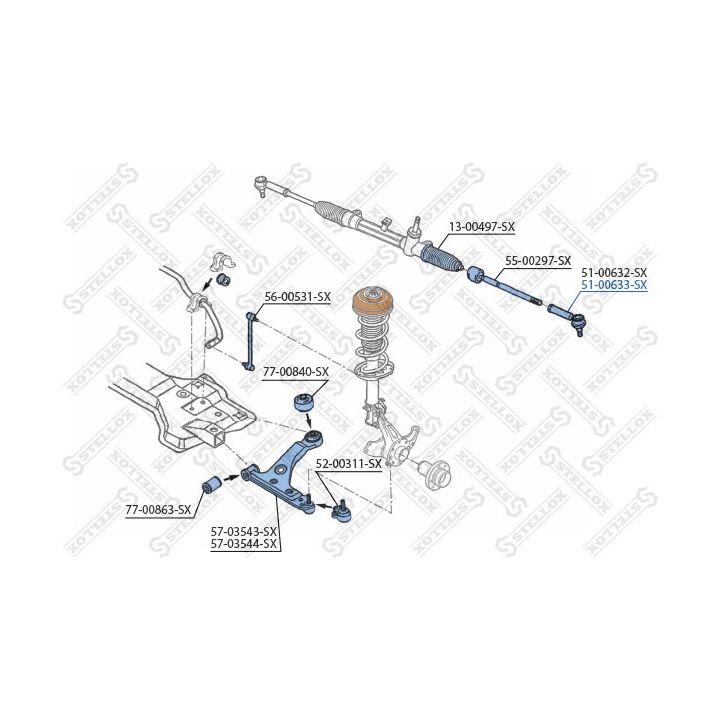 Skersinės vairo trauklės galas STELLOX 51-00633-SX