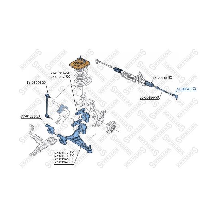 Skersinės vairo trauklės galas STELLOX 51-00641-SX