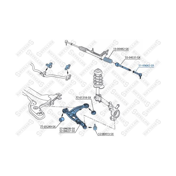 Skersinės vairo trauklės galas STELLOX 51-00642-SX