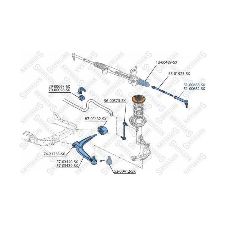 Skersinės vairo trauklės galas STELLOX 51-00683-SX