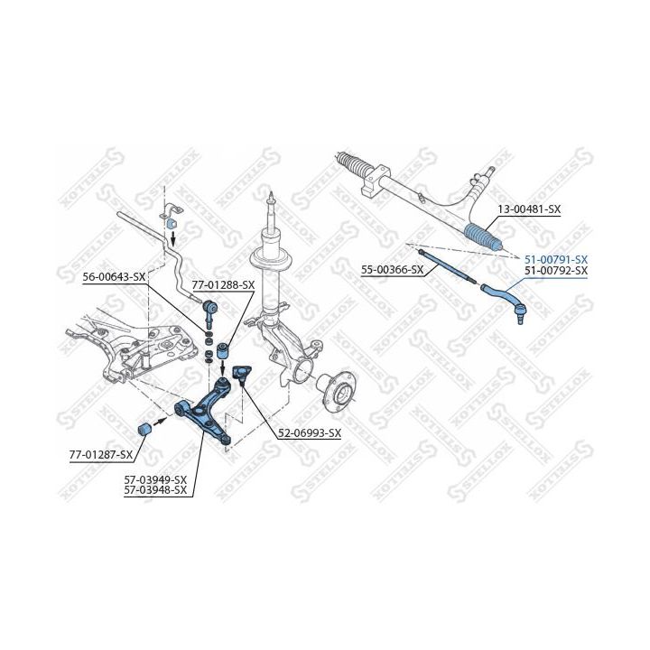 Skersinės vairo trauklės galas STELLOX 51-00791-SX