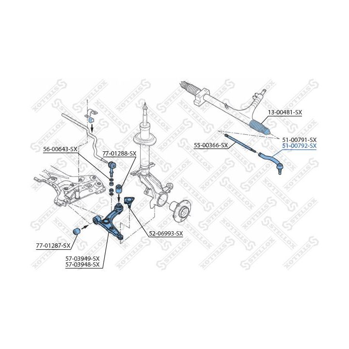 Skersinės vairo trauklės galas STELLOX 51-00792-SX