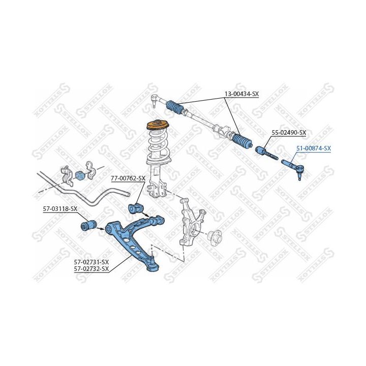 Skersinės vairo trauklės galas STELLOX 51-00874-SX