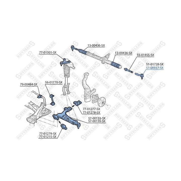 Skersinės vairo trauklės galas STELLOX 51-00937-SX