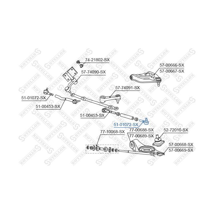 Skersinės vairo trauklės galas STELLOX 51-01072-SX