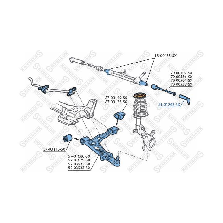 Skersinės vairo trauklės galas STELLOX 51-01242-SX