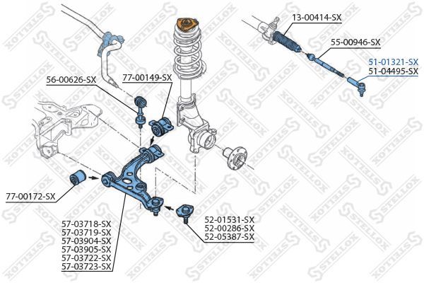 Skersinės vairo trauklės galas STELLOX 51-01321-SX