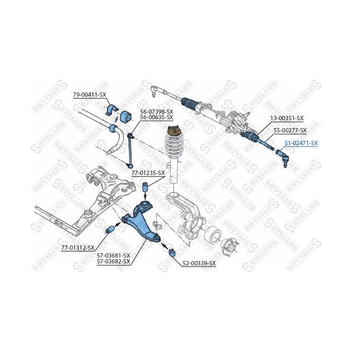 Skersinės vairo trauklės galas STELLOX 51-02471-SX