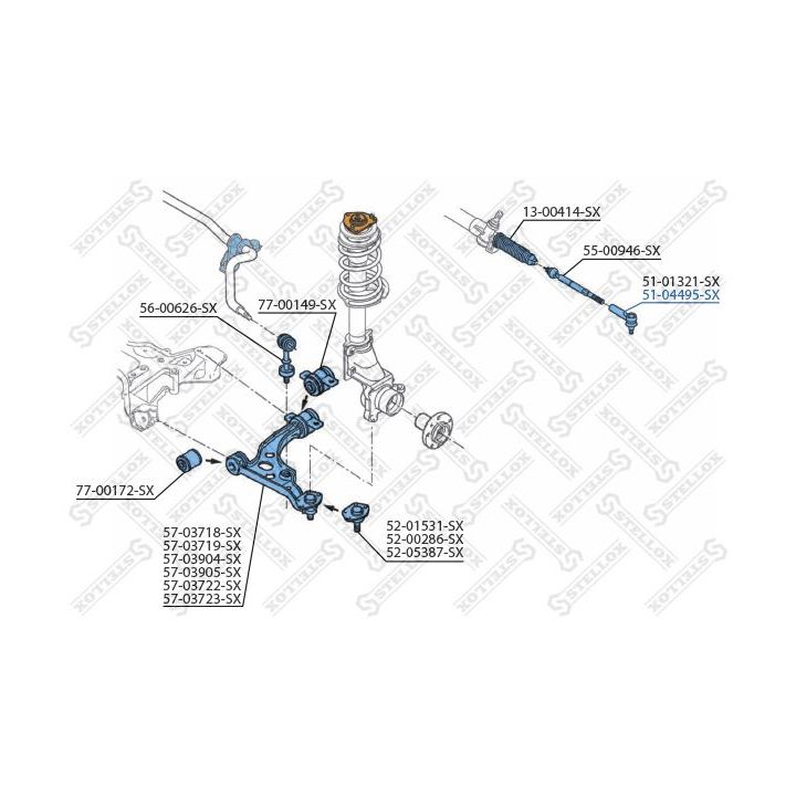 Skersinės vairo trauklės galas STELLOX 51-04495-SX