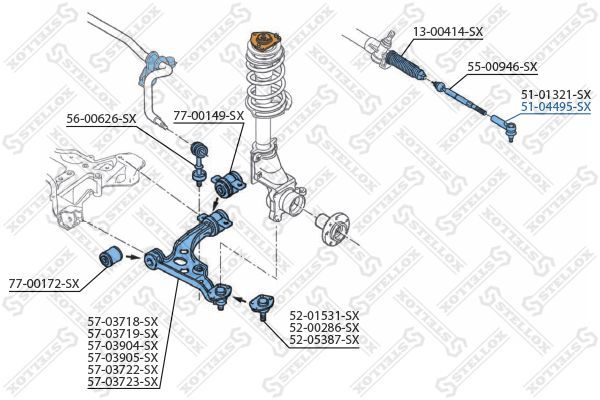 Skersinės vairo trauklės galas STELLOX 51-04495-SX