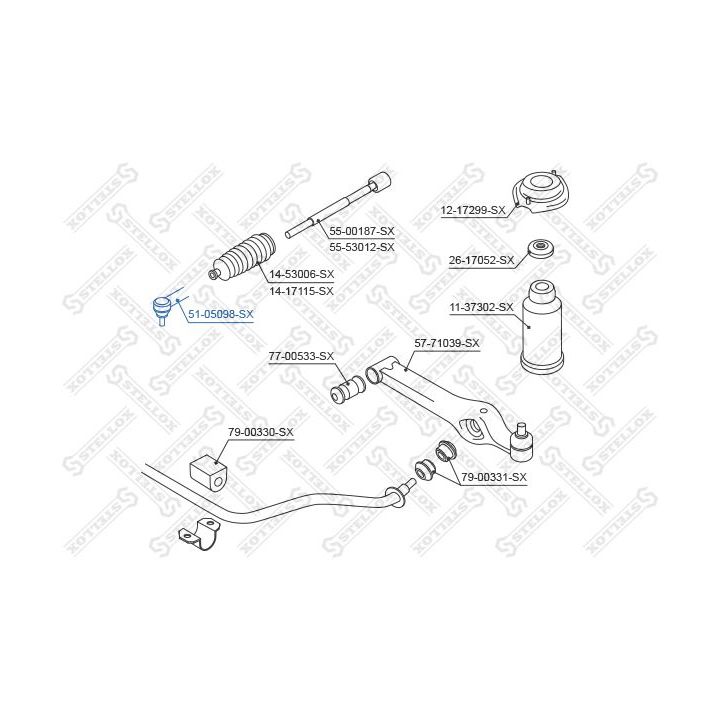 Skersinės vairo trauklės galas STELLOX 51-05098-SX