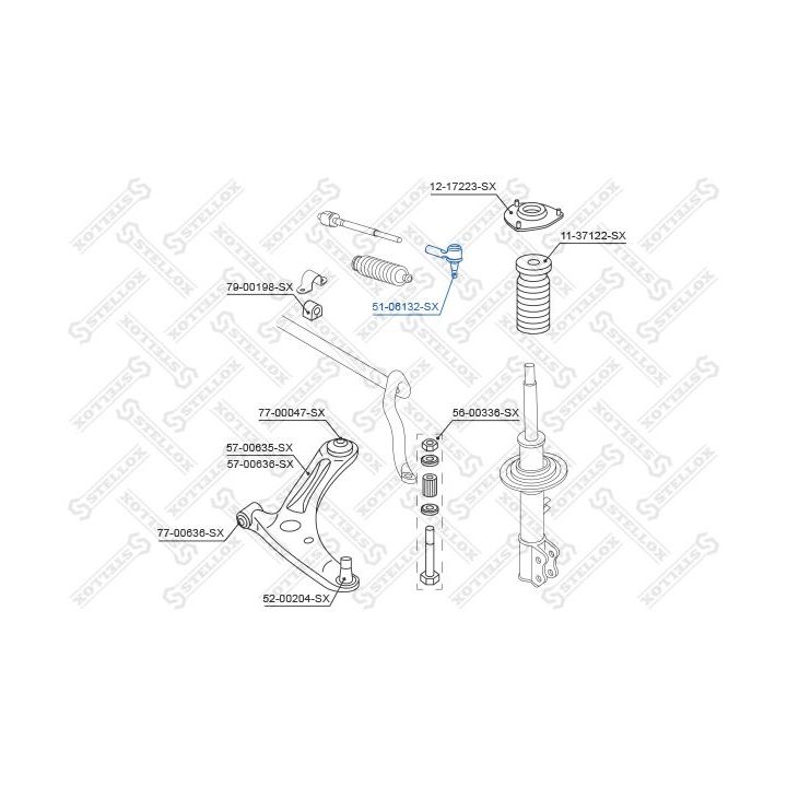 Skersinės vairo trauklės galas STELLOX 51-06132-SX