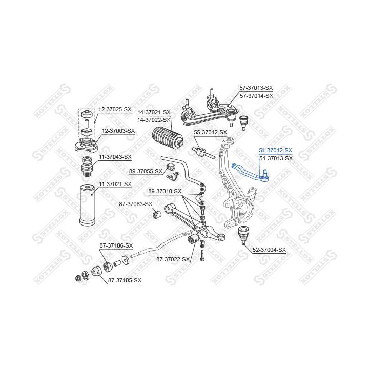 Skersinės vairo trauklės galas STELLOX 51-37012-SX