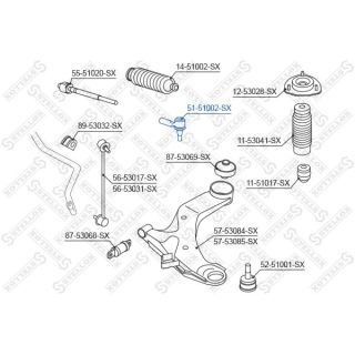 Skersinės vairo trauklės galas STELLOX 51-51002-SX