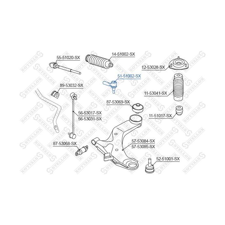 Skersinės vairo trauklės galas STELLOX 51-51002-SX