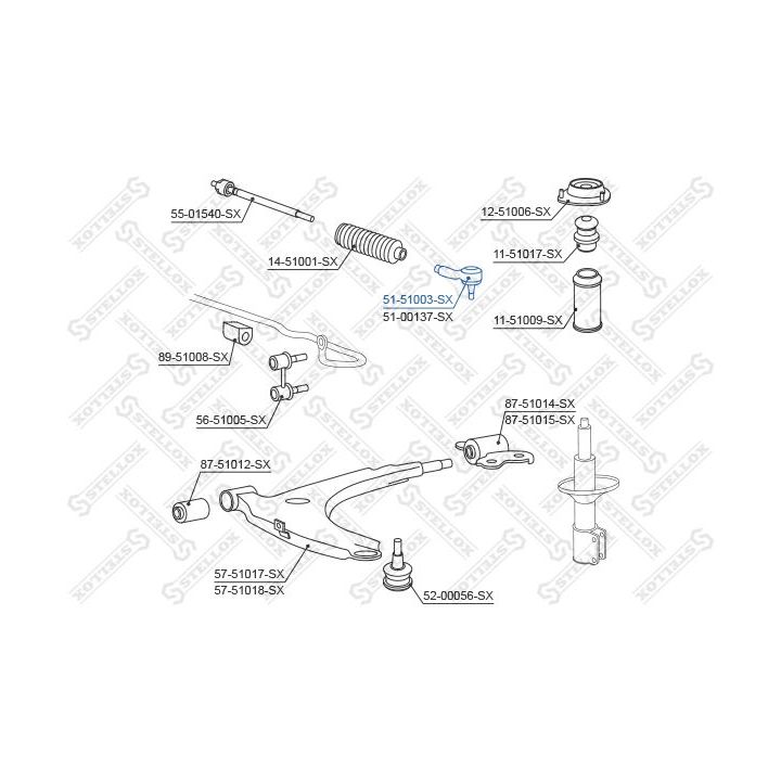 Skersinės vairo trauklės galas STELLOX 51-51003-SX